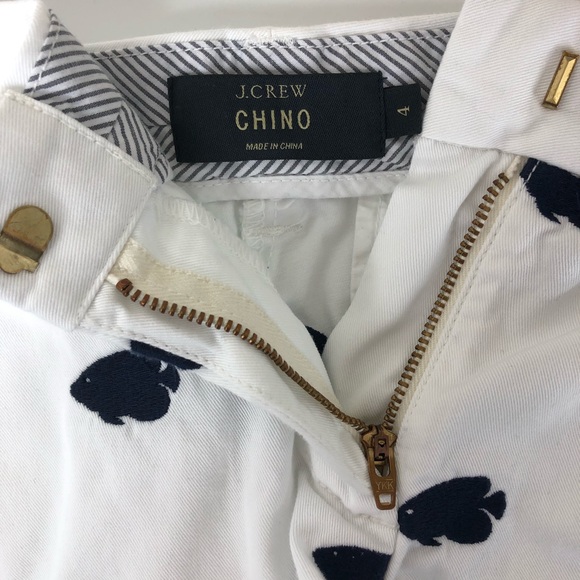 J Crew Chino White with Spade design shorts Size 4 - Picture 4 of 8